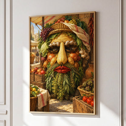 The Harvest Gaze, brown, green, gold abstract wall art displayed in a styled interior, gallery view 1