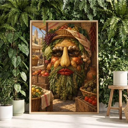 The Harvest Gaze, brown, green, gold abstract wall art displayed in a styled interior, gallery view 2