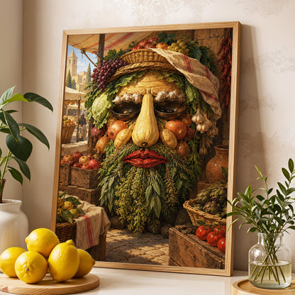 The Harvest Gaze, brown, green, gold abstract wall art displayed in a styled interior, gallery view 3