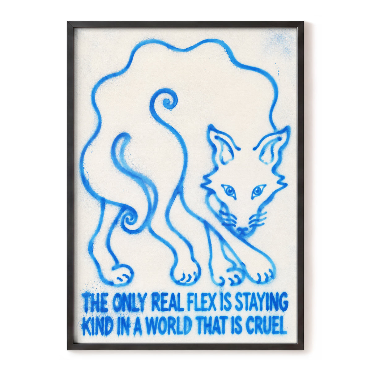 The Kindness Flex, blue, beige, white minimalist wall art, front artwork view