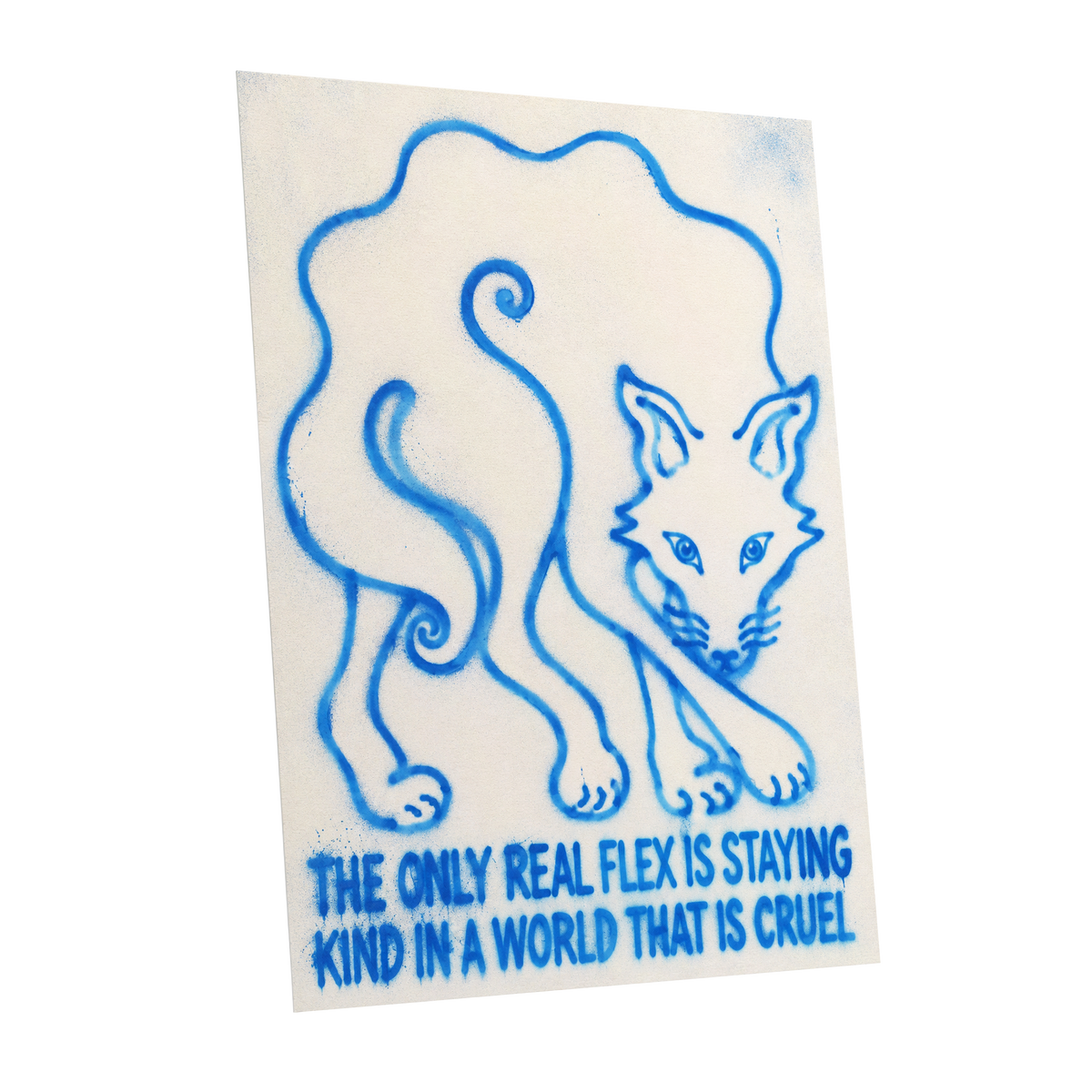 The Kindness Flex, blue, beige, white minimalist wall art shown as a unframed poster wall art print