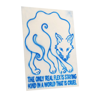 The Kindness Flex, blue, beige, white minimalist wall art shown as a unframed poster wall art print
