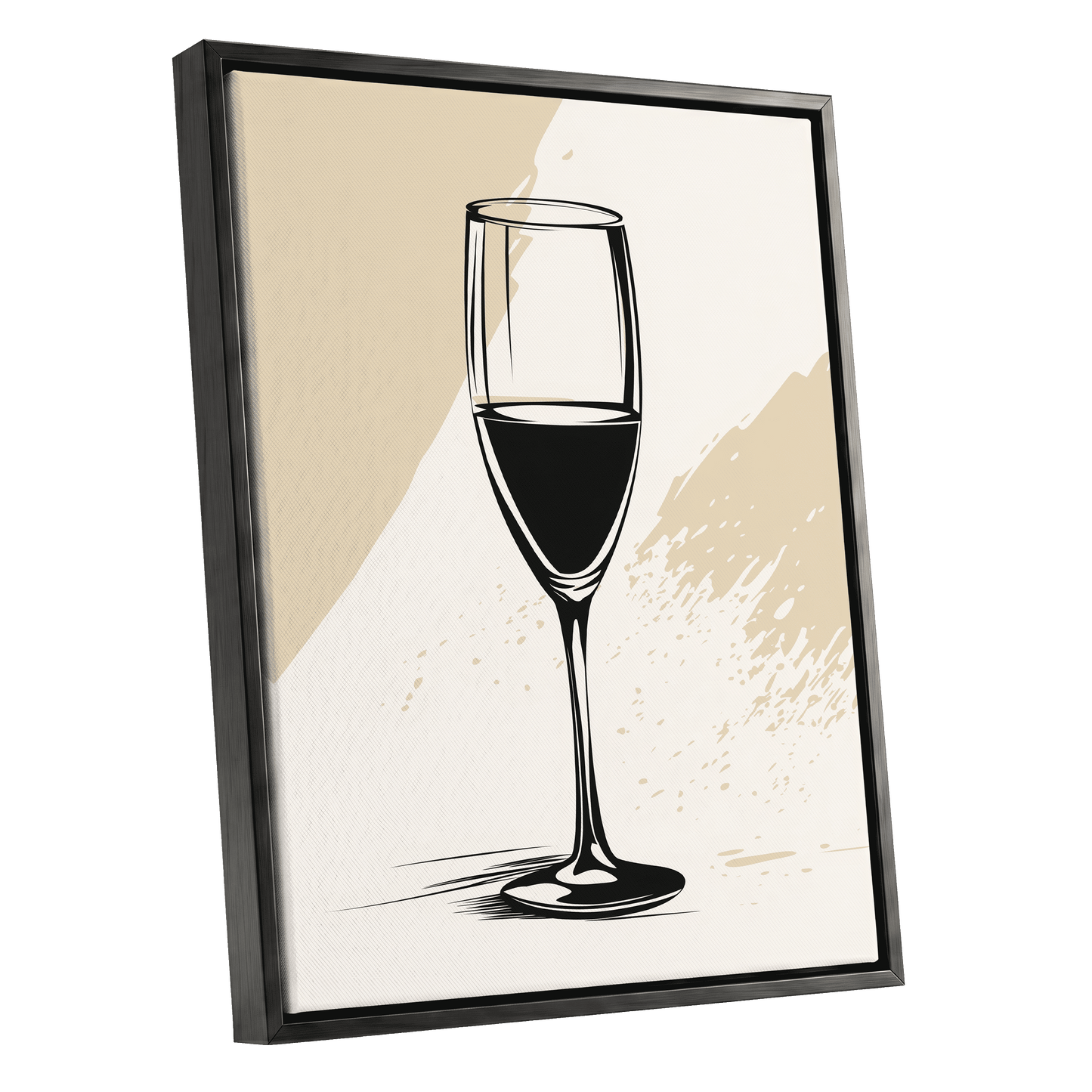 The Last Pour, black, beige, white minimalist wall art shown as a black framed canvas wall art