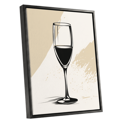 The Last Pour, black, beige, white minimalist wall art shown as a black framed canvas wall art
