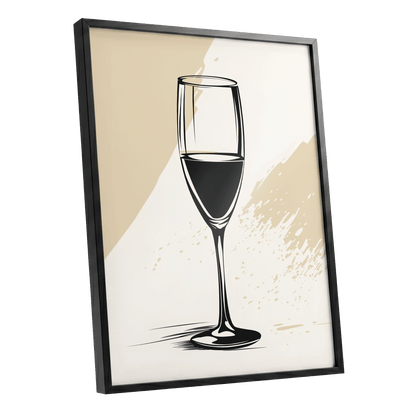 The Last Pour, black, beige, white minimalist wall art shown as a black framed poster wall art print
