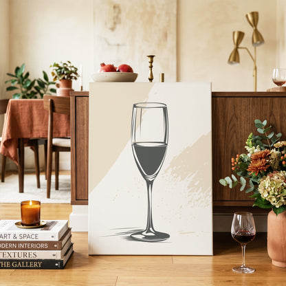 The Last Pour, black, beige, white minimalist wall art on canvas displayed in a styled interior, gallery view 2