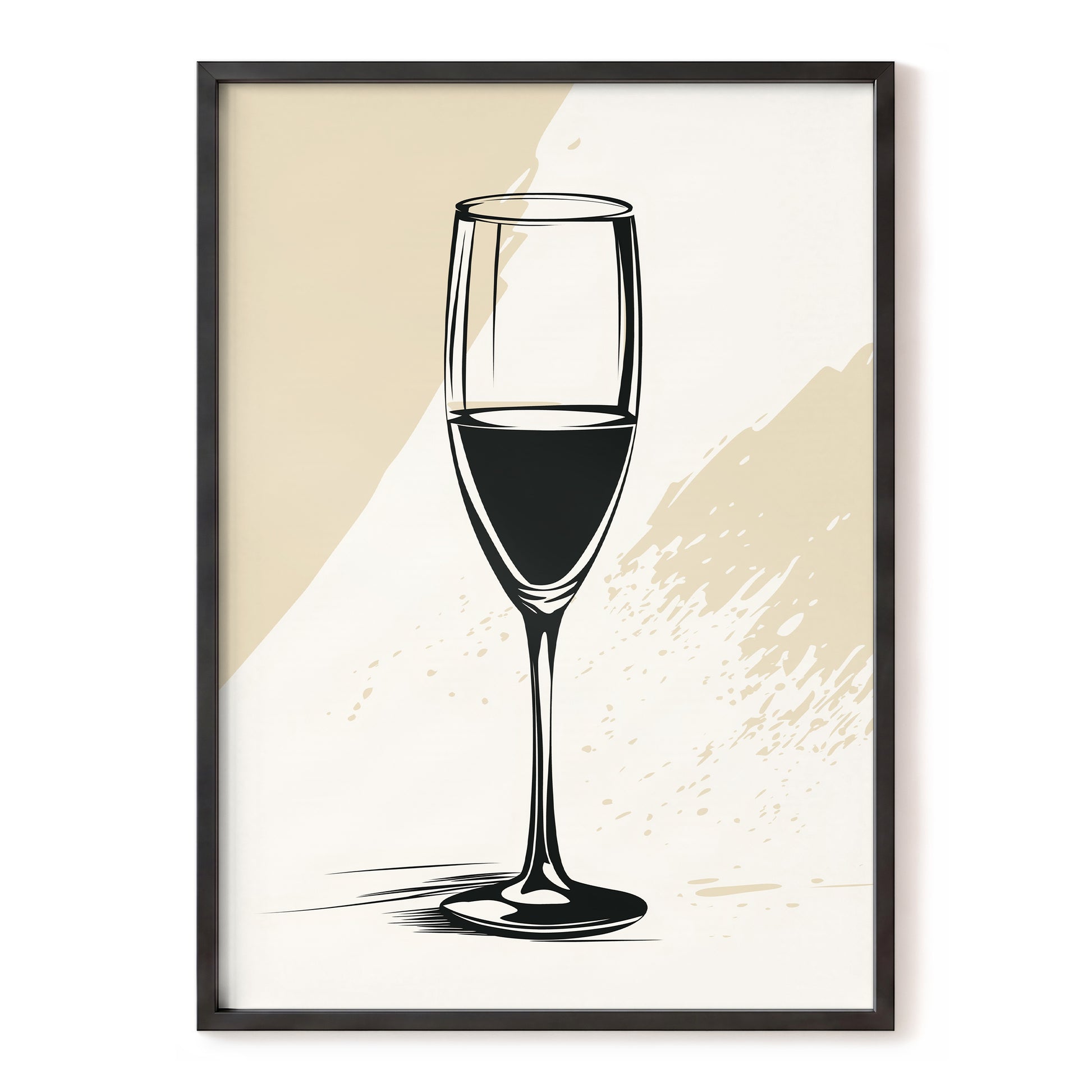 The Last Pour, black, beige, white minimalist wall art, front artwork view