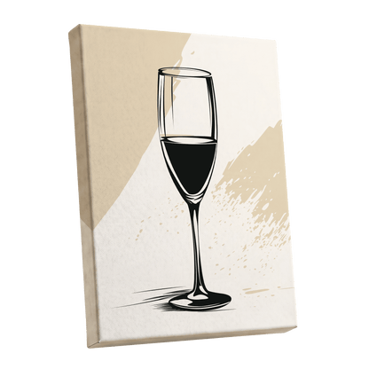 The Last Pour, black, beige, white minimalist wall art shown as a stretched canvas wall art