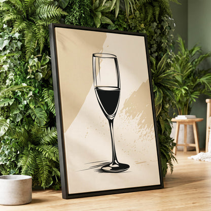 The Last Pour, black, beige, white minimalist wall art displayed in a styled interior, gallery view 1