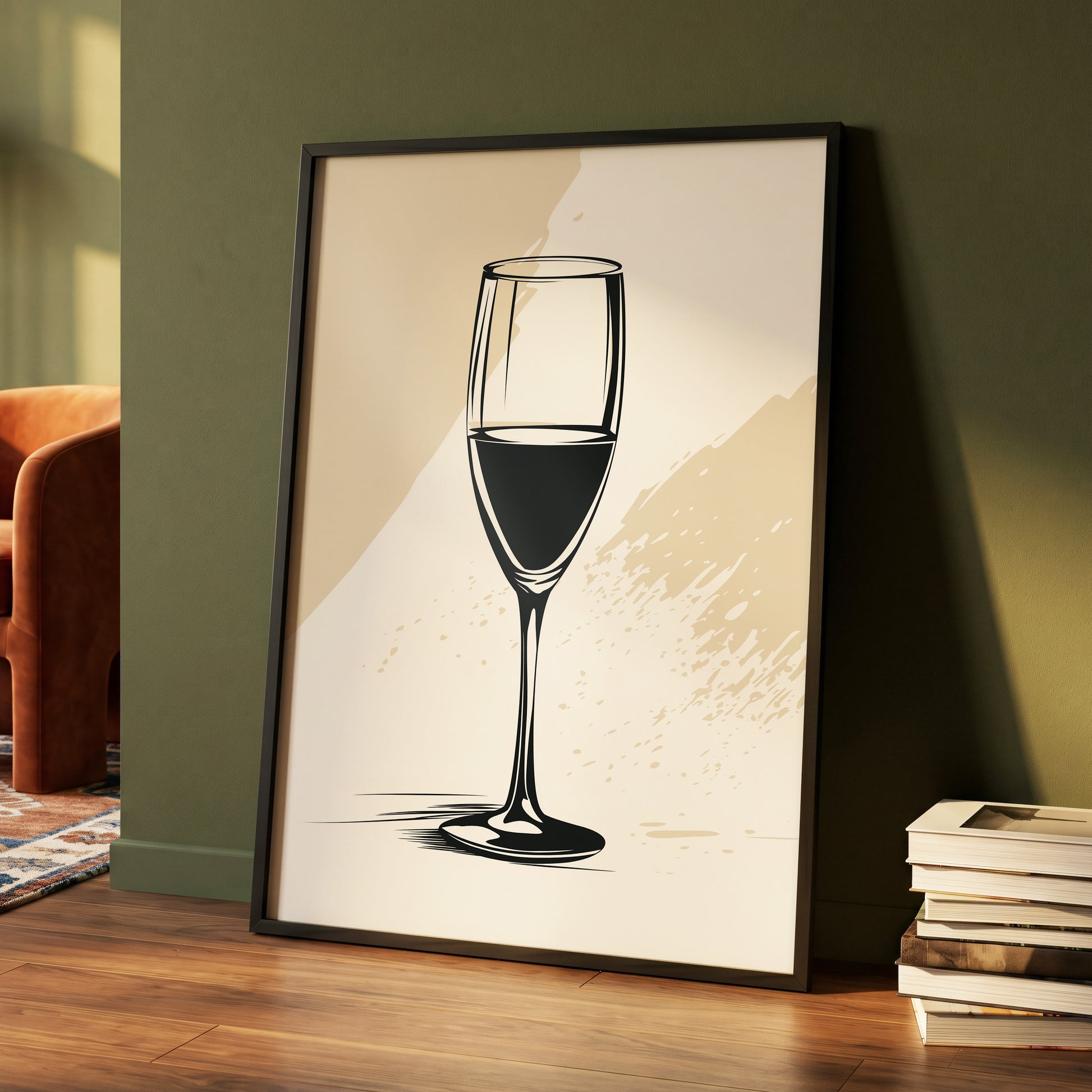 The Last Pour, black, beige, white minimalist wall art displayed in a styled interior, gallery view 4