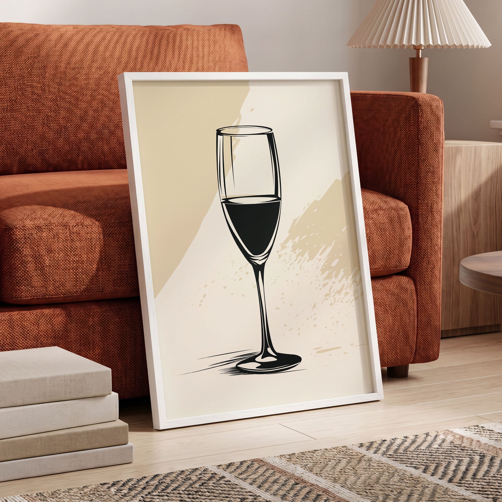 The Last Pour, black, beige, white minimalist wall art displayed in a styled interior, gallery view 6