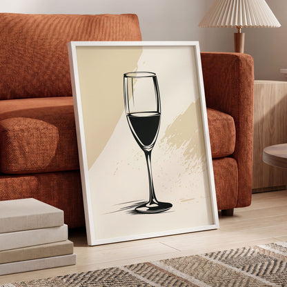 The Last Pour, black, beige, white minimalist wall art displayed in a styled interior, gallery view 6