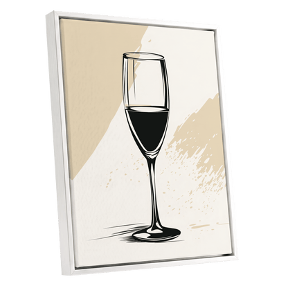 The Last Pour, black, beige, white minimalist wall art shown as a white framed canvas wall art
