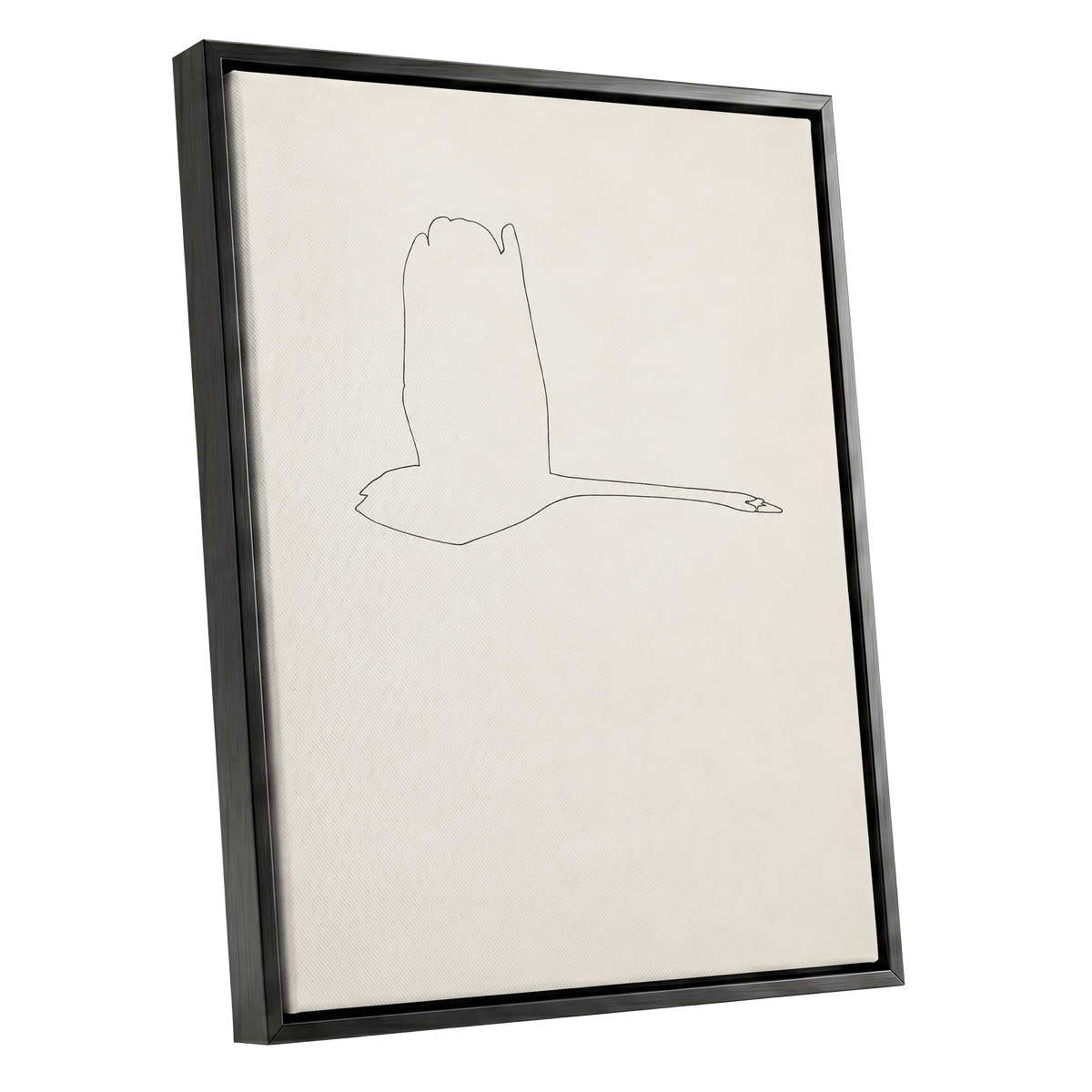 The Long Glide, beige, white, black nature wall art shown as a black framed canvas wall art
