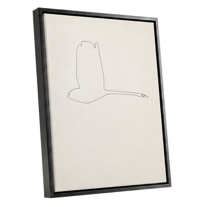 The Long Glide, beige, white, black nature wall art shown as a black framed canvas wall art
