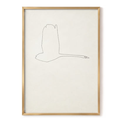 The Long Glide, beige, white, black nature wall art, front artwork view