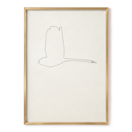 The Long Glide, beige, white, black nature wall art, front artwork view