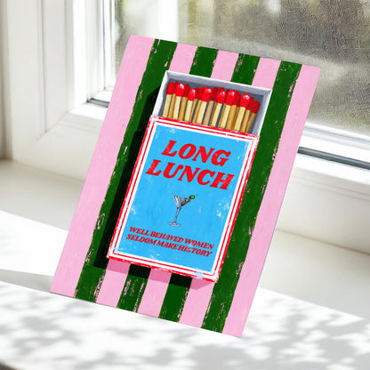 The Long Lunch Matchbox, pink, green, blue abstract wall art displayed in a styled interior, gallery view 5