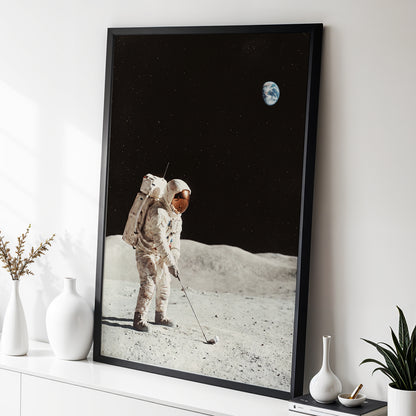 The Lunar Tee, black, white, gray minimalist wall art displayed in a styled interior, gallery view 2