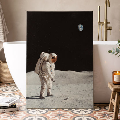 The Lunar Tee, black, white, gray minimalist wall art displayed in a styled interior, gallery view 3