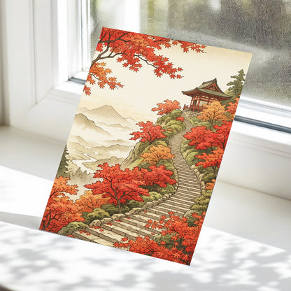 The Maple Ascent, red, orange, green nature wall art displayed in a styled interior, gallery view 5