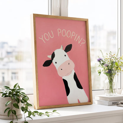 The Nosy Moo, pink, white, black nature wall art displayed in a styled interior, gallery view 2
