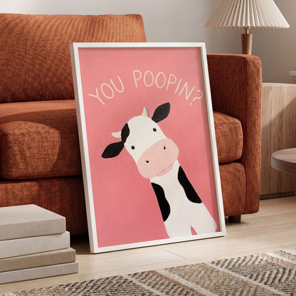 The Nosy Moo, pink, white, black nature wall art displayed in a styled interior, gallery view 6