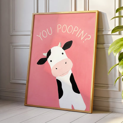 The Nosy Moo, pink, white, black nature wall art displayed in a styled interior, gallery view 9