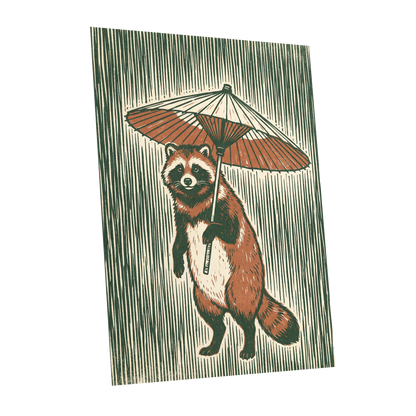 The Parasol Keeper, green, beige, brown nature wall art shown as a unframed poster wall art print