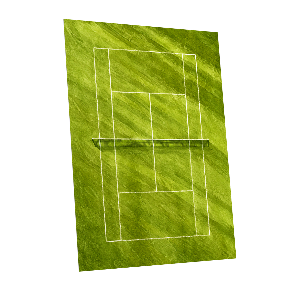 The Quiet Court, green, white, black minimalist wall art shown as a unframed poster wall art print