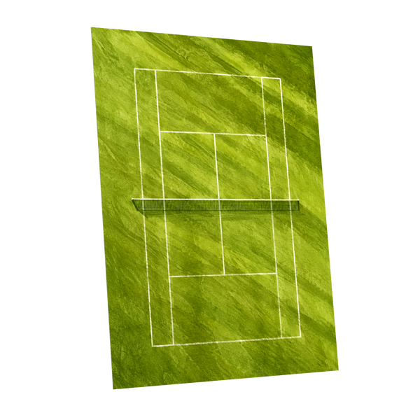 The Quiet Court, green, white, black minimalist wall art shown as a unframed poster wall art print