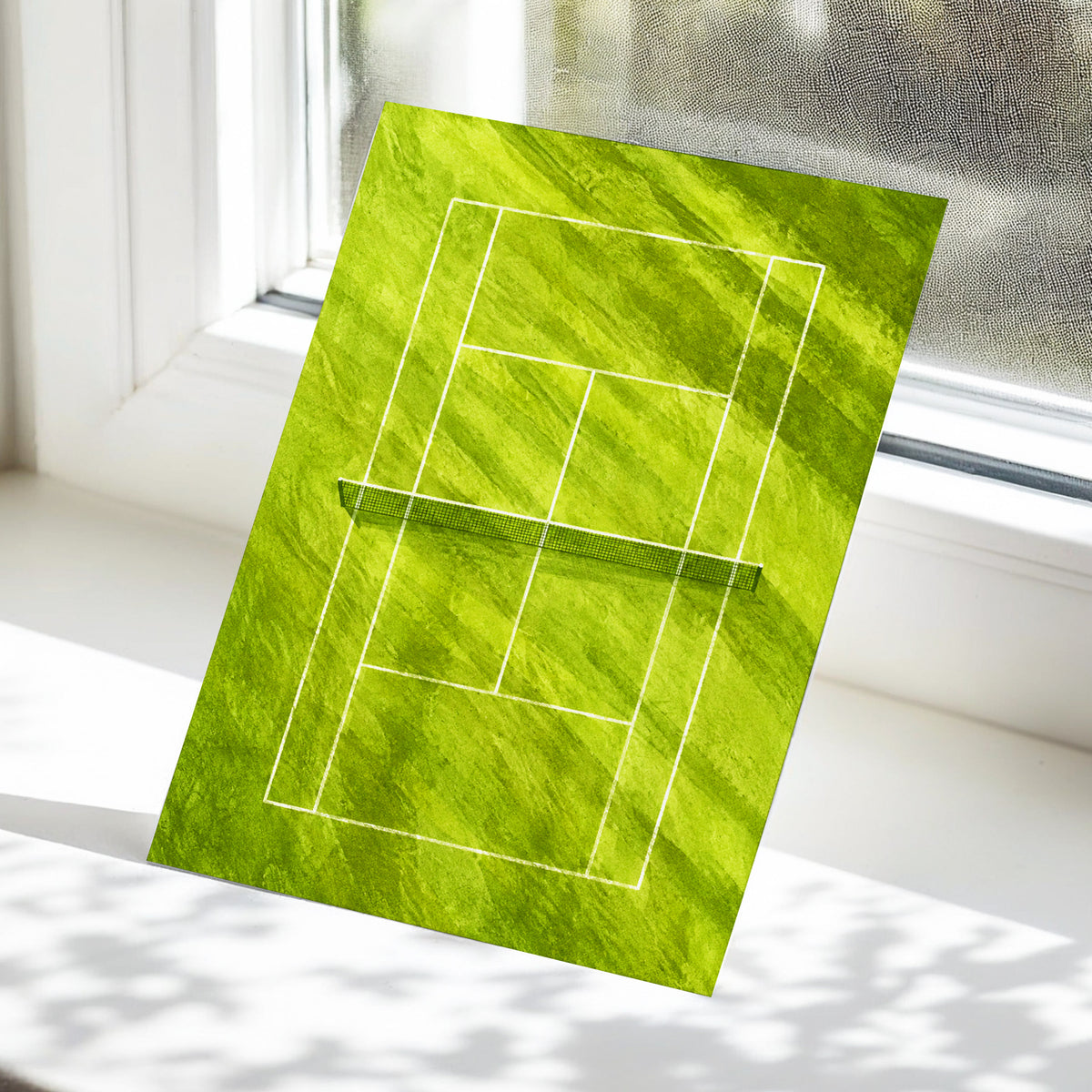 The Quiet Court, green, white, black minimalist wall art displayed in a styled interior, gallery view 5