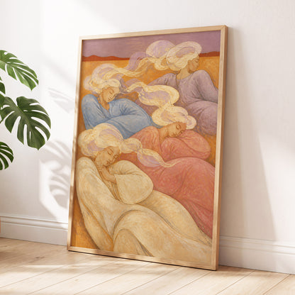 The Quiet Quartet, beige, pink, blue abstract wall art displayed in a styled interior, gallery view 2