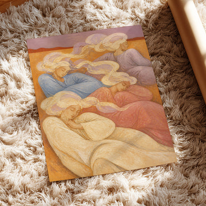 The Quiet Quartet, beige, pink, blue abstract wall art displayed in a styled interior, gallery view 5