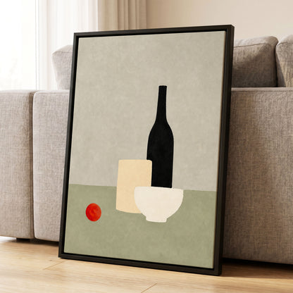 The Quiet Table, beige, green, black minimalist wall art displayed in a styled interior, gallery view 4