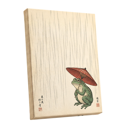 The Rainkeeper, beige, green, red nature wall art shown as a stretched canvas wall art