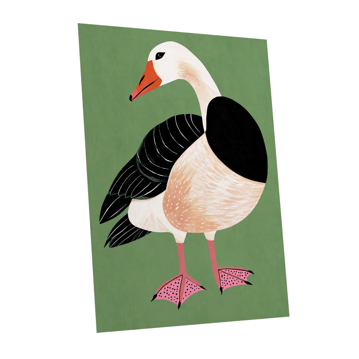 The Sage Goose, green, black, white nature wall art shown as a unframed poster wall art print