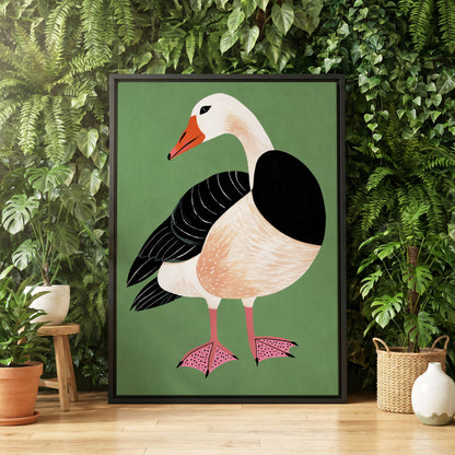 The Sage Goose, green, black, white nature wall art displayed in a styled interior, gallery view 4