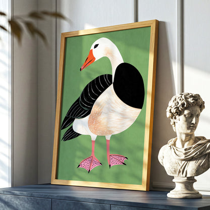 The Sage Goose, green, black, white nature wall art displayed in a styled interior, gallery view 6