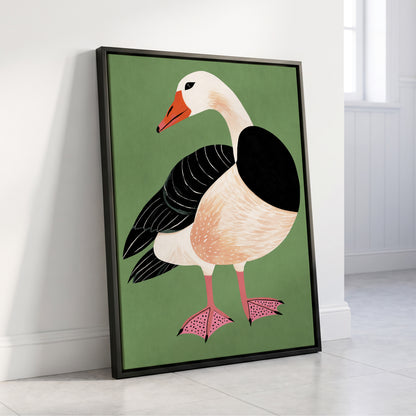 The Sage Goose, green, black, white nature wall art displayed in a styled interior, gallery view 8