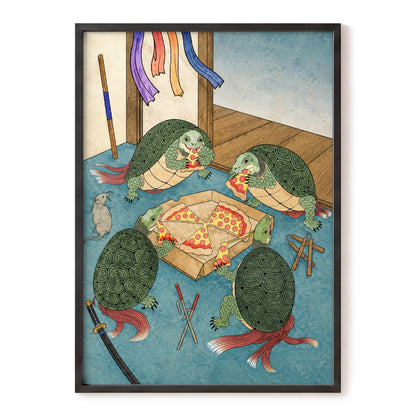 The Shell Supper, green, blue, beige abstract wall art, front artwork view