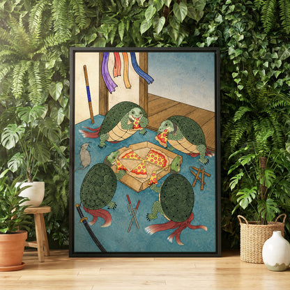 The Shell Supper, green, blue, beige abstract wall art displayed in a styled interior, gallery view 4