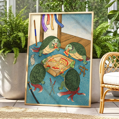 The Shell Supper, green, blue, beige abstract wall art displayed in a styled interior, gallery view 6