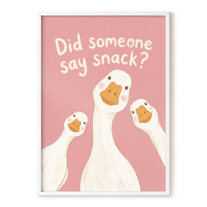 The Snack Committee, pink, white, orange nature wall art, front artwork view