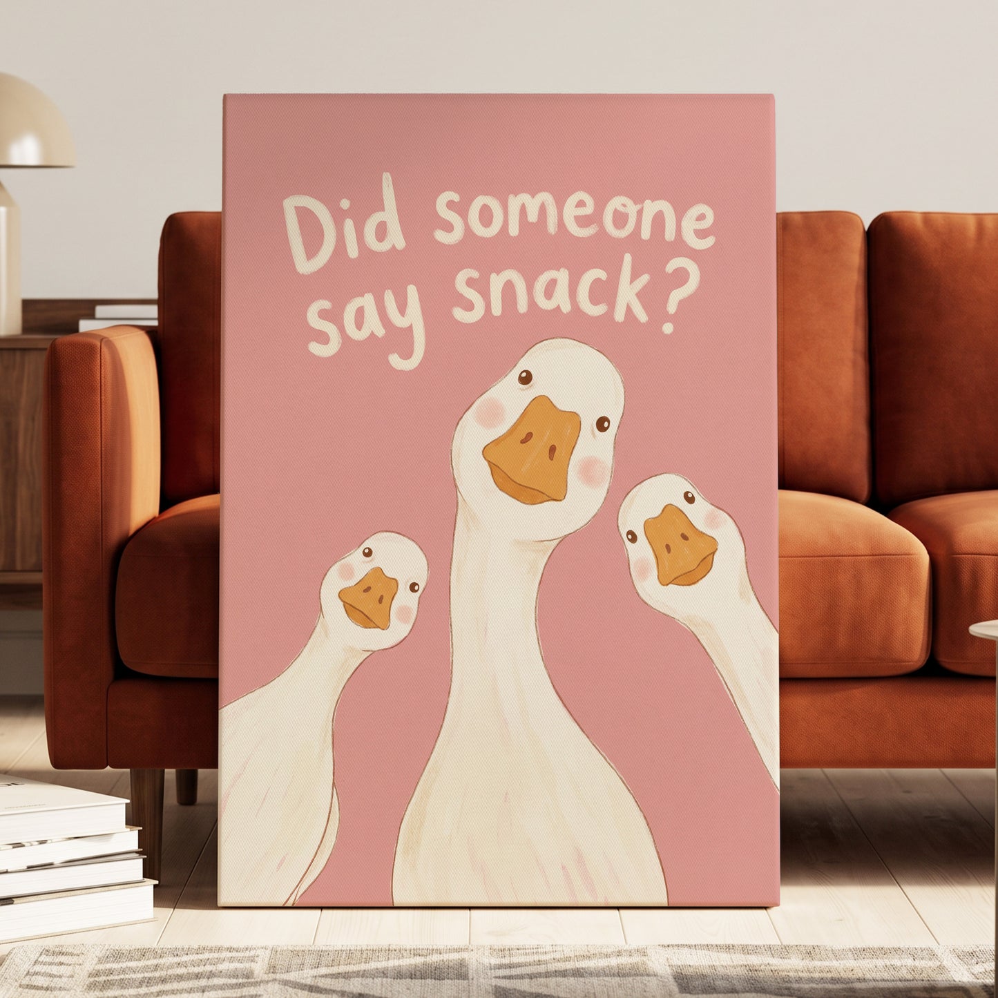The Snack Committee, pink, white, orange nature wall art displayed in a styled interior, gallery view 7