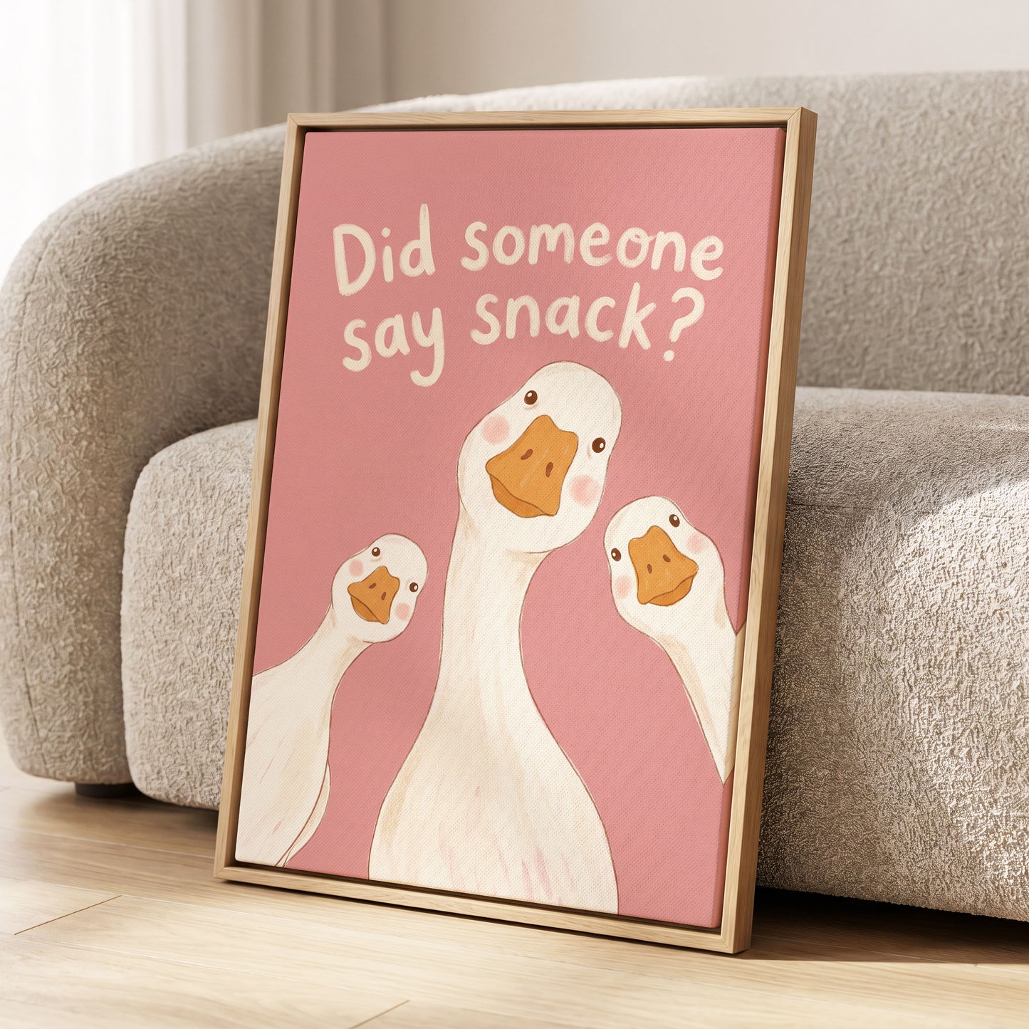 The Snack Committee, pink, white, orange nature wall art displayed in a styled interior, gallery view 8