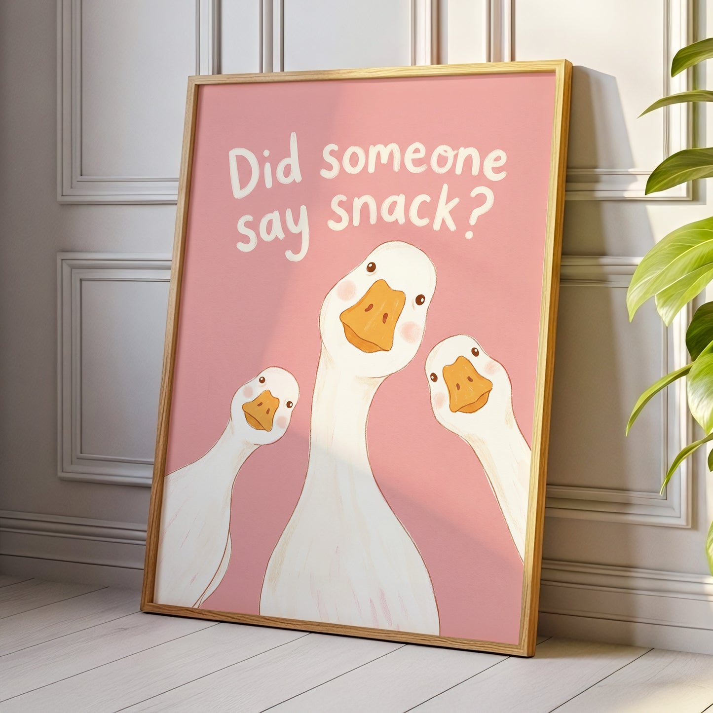 The Snack Committee, pink, white, orange nature wall art displayed in a styled interior, gallery view 9
