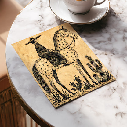 The Spotted Steed, black, beige, brown nature wall art displayed in a styled interior, gallery view 5