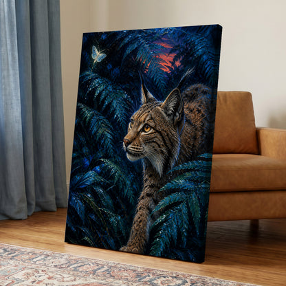 The Twilight Watcher, blue, black, brown nature wall art displayed in a styled interior, gallery view 7