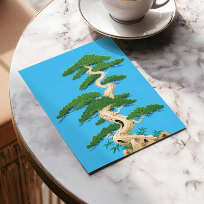 The Winding Pine, blue, green, beige nature wall art displayed in a styled interior, gallery view 5
